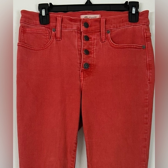 Madewell 9” High Rise Skinny‎ Cropped Button Fly Red Jeans Stretch Size 28T - Picture 2 of 9